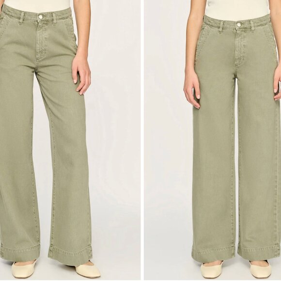 DL1961 Zoie Wide Leg Relaxed | Alpine Green/exc condition/32 (87cotton/13linen) - Picture 1 of 9